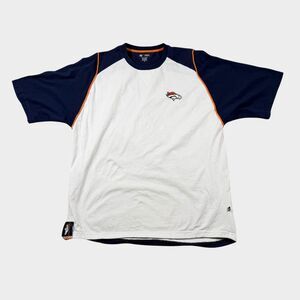 Denver Broncos NFL Team Apparel Shirt Mens XL White Raglan Colorblock